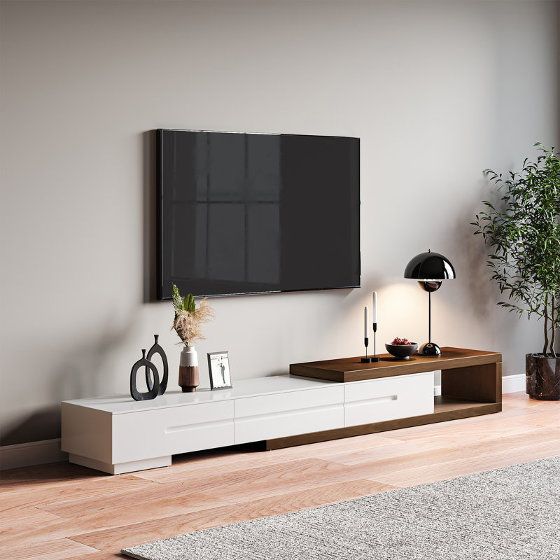 Orren Ellis Dahnya Wood Extendable TV Stand, Wood Media Console for Up
